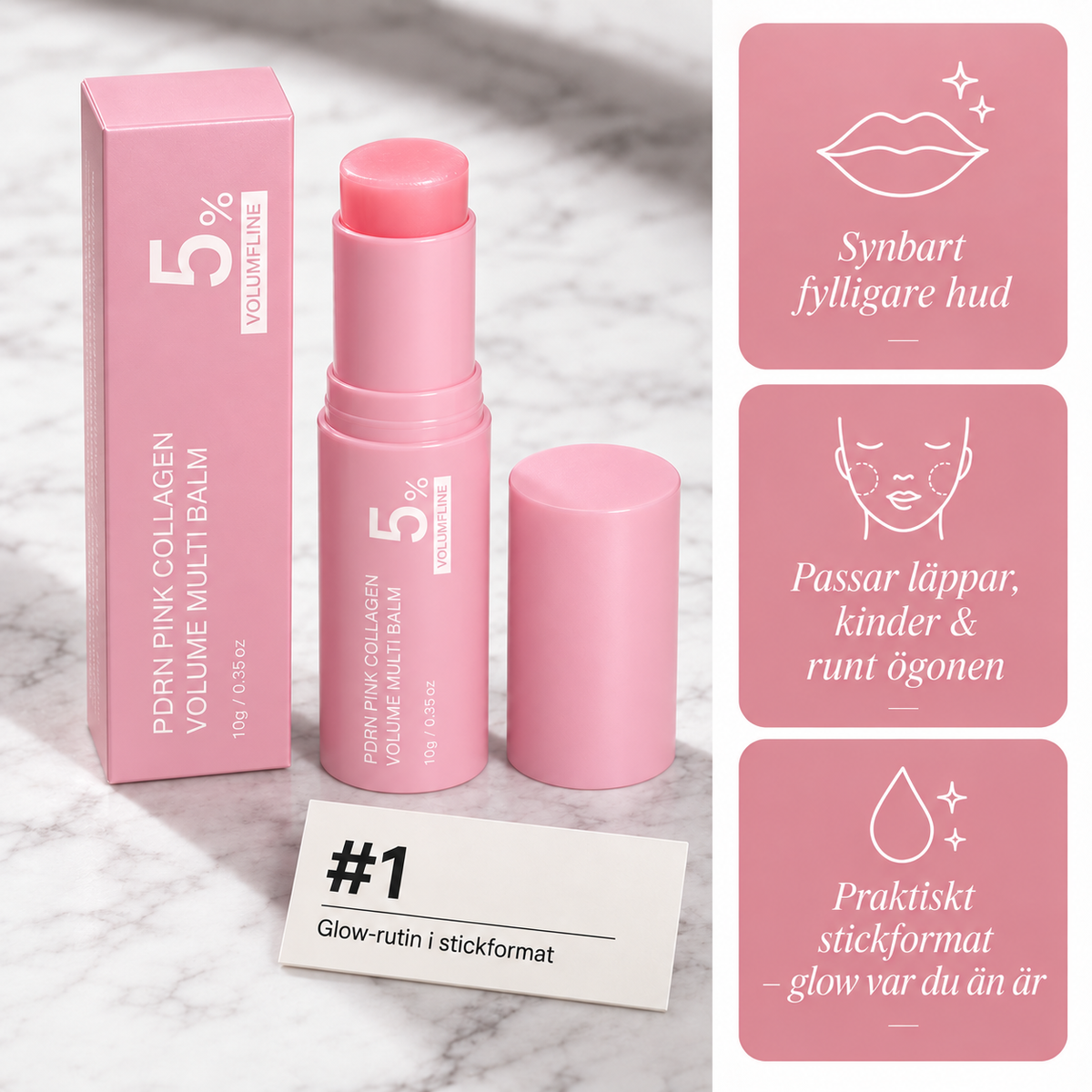 PDRN Collagen Stick — Mot rynkor & slapp hud